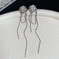 Alloy Irregular Flower Tassel Drop Earrings For Women Minimalist Chic Light Luxury Ear Studs view 2