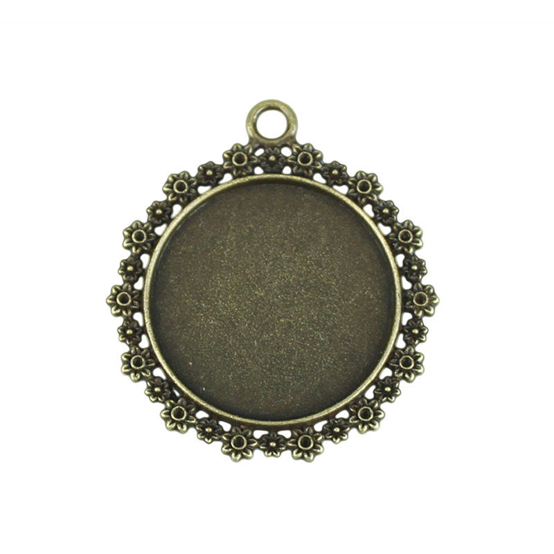 25mm Lace Edge Pendant Tray Bezel Setting for Cabochons