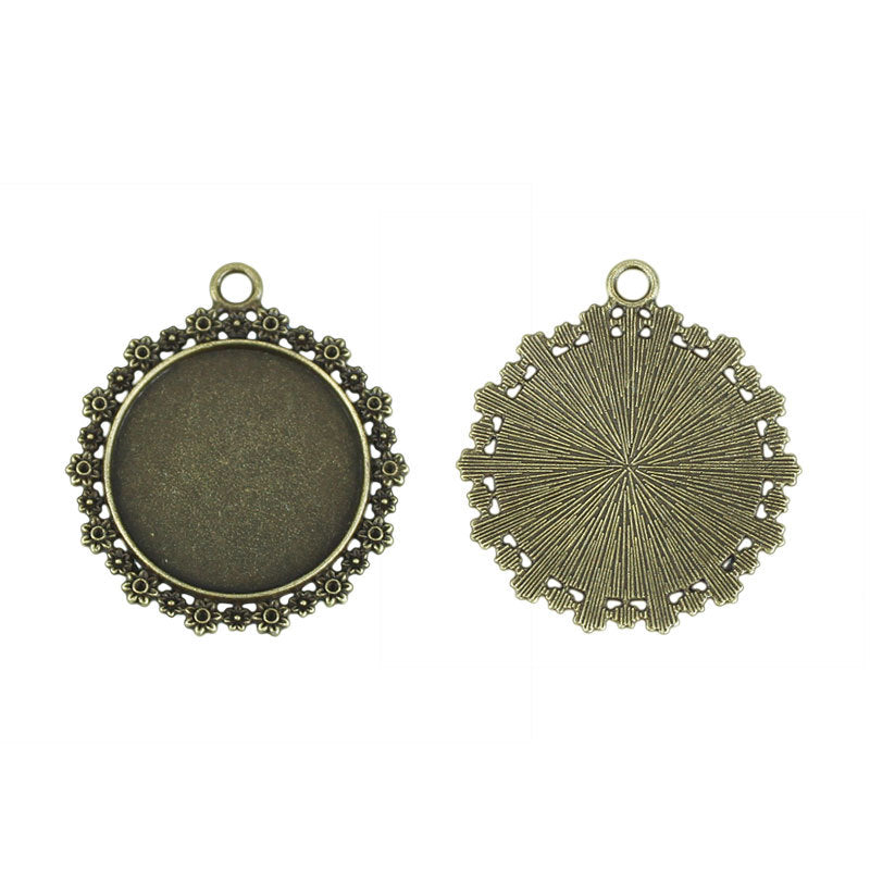 25mm Lace Edge Pendant Tray Bezel Setting for Cabochons