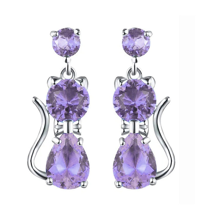 European American Cute Cat Shape Stud Earrings, Delicate Versatile Kitten Ear Jewelry