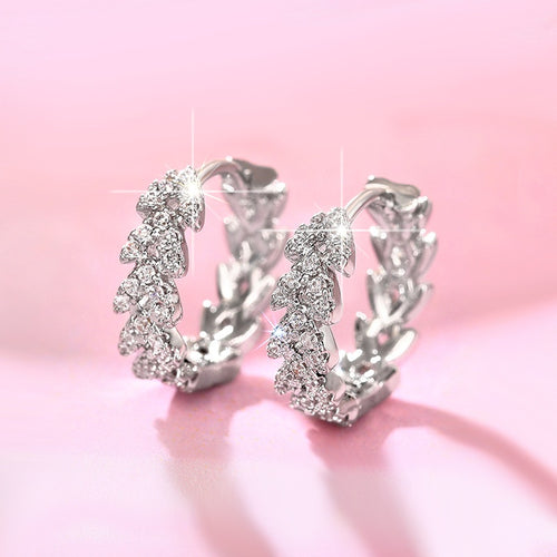 Women's Metal Micro Pave Leaf Earrings Small Delicate Daily Wear Fashion Niche Jewelry