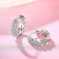 Women's Metal Micro Pave Leaf Earrings Small Delicate Daily Wear Fashion Niche Jewelry view 3