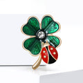 Alloy Enamel Ladybug Clover Brooch Pin For Fun Apparel Decoration view 4