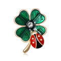 Alloy Enamel Ladybug Clover Brooch Pin For Fun Apparel Decoration view 1