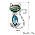 Green Silver Tone Cat Metal Brooch Pin 3.7 x 2.6 cm view 2