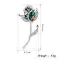 Green Silver Tone Rose Shell Metal Brooch Pin for Jackets and Lapels view 2