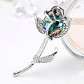 Green Silver Tone Rose Shell Metal Brooch Pin for Jackets and Lapels view 4