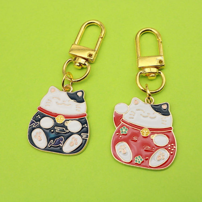 Zinc Alloy Lucky Cat Keychain Bag Charm Gift