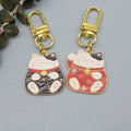 Zinc Alloy Lucky Cat Keychain Bag Charm Gift view 4