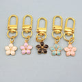 Zinc Alloy Enamel Sakura Daisy Keychain Floral Bag Charm view 3
