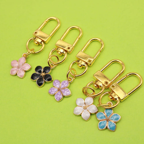 Zinc Alloy Enamel Sakura Daisy Keychain Floral Bag Charm