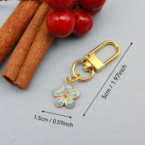 Zinc Alloy Enamel Sakura Daisy Keychain Floral Bag Charm