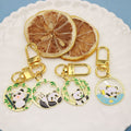 Zinc Alloy Panda Bamboo Keychain For School Bag Car Gift view 3