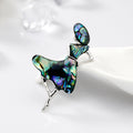 Aqua Silver Tone Dancing Woman Shell Metal Brooch Pin view 3