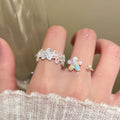 Copper Colorful Enamel Zircon Flower Open Ring Fresh Elegant Adjustable Finger Jewelry view 4