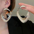 Metal Sequin Geometric Diamond Stud Earrings For Women Irregular Statement Niche Style Jewelry view 3
