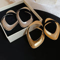 Metal Sequin Geometric Diamond Stud Earrings For Women Irregular Statement Niche Style Jewelry view 2