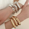Irregular Geometric Smooth Alloy Open Bangle Minimalist Statement Circle Triangle Oval Design view 1