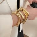Irregular Geometric Smooth Alloy Open Bangle Minimalist Statement Circle Triangle Oval Design view 3