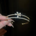 Copper Zircon Flower Double Layer Open Bangle For Women Light Luxury Fashion OL Jewelry view 4