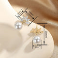 Korean Style Sparkling French Sweet Flower Earrings With Faux Pearl Petal Stud Design view 4