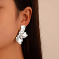 European American Vintage Exaggerated Irregular Petal Flower Stud Earrings For Evening Wear view 5