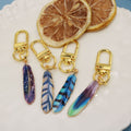 Zinc Alloy Enamel Colorful Feather Keychain Bag Charm Gift view 4