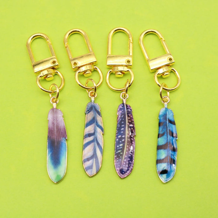 Zinc Alloy Enamel Colorful Feather Keychain Bag Charm Gift