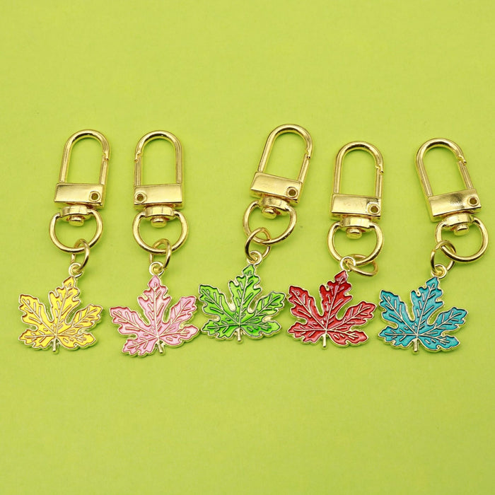 Zinc Alloy Enamel Maple Leaf Keychain Thanksgiving Gift