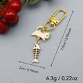 Metal Fishbone Cat Keychain Bag Charm view 2
