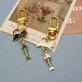 Metal Fishbone Cat Keychain Bag Charm view 4