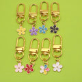 Zinc Alloy Daisy Drop Oil Keychain Bag Charm Gift view 1
