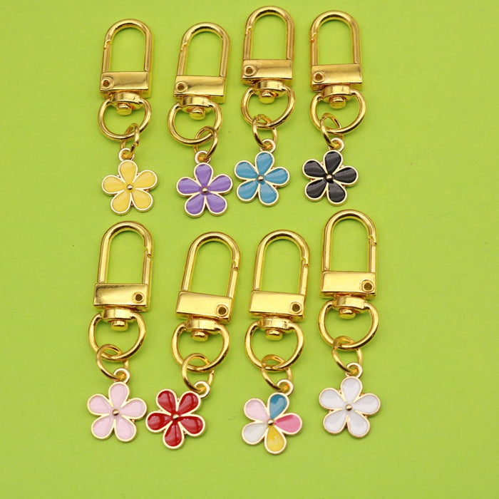 Zinc Alloy Daisy Drop Oil Keychain Bag Charm Gift
