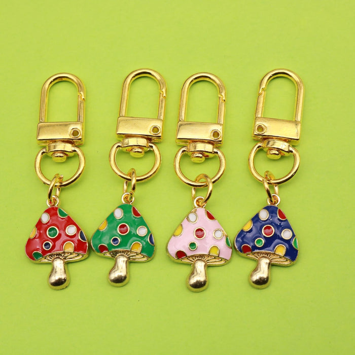 Zinc Alloy Colorful Enamel Mushroom Keychain Bag Charm Accessory