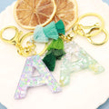 Beige Letter Keychain with White Tassel Gift view 3