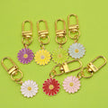 Zinc Alloy Enamel Daisy Flower Keychain Summer Bag Charm Gift view 1
