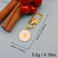 Zinc Alloy Enamel Daisy Flower Keychain Summer Bag Charm Gift view 2