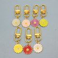 Zinc Alloy Enamel Daisy Flower Keychain Summer Bag Charm Gift view 3