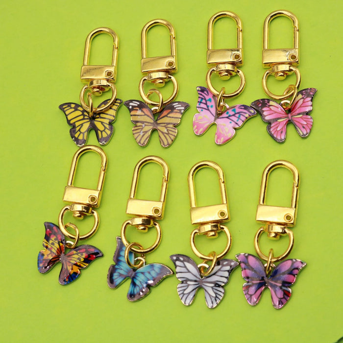 Alloy Colorful Butterfly Keychain DIY Accessory