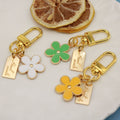 Zinc Alloy Colorful Enamel Flower Keychain Double Sided Bag Charm view 3