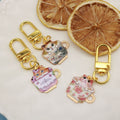 Zinc Alloy Enamel Cup Cat Keychain Phone Bag Charm Gift view 3