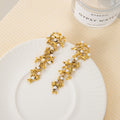 Luxury Irregular Gold Alloy Coral Branch Pearl Long Statement Drop Stud Earrings view 3
