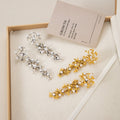 Luxury Irregular Gold Alloy Coral Branch Pearl Long Statement Drop Stud Earrings view 2