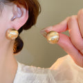 18K Gold Plated Copper Round Zircon Stud Earrings With Silver Pins, Brushed Vintage Style view 4