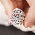 Sparkling Zircon Inlaid Women's Ring, Elegant Heavy Design Geometric Line Finger Jewelry view 3