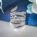 Irregular Ribbon Exaggerated Multi Layer Line Design Ring, Luxury Statement Jewelry view 3