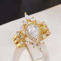 Luxury Palace Style Three Piece Water Drop Ring Set For Women, Fashion Statement Jewelry view 3