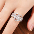 Micro Paved Heart Design Ring For Women, Shiny Sweet Trendy Daily Fashion Jewelry For Valentine Gift view 3