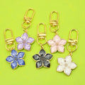 Metal Pearl Sakura Flower Keychain For Car Key Ring view 1
