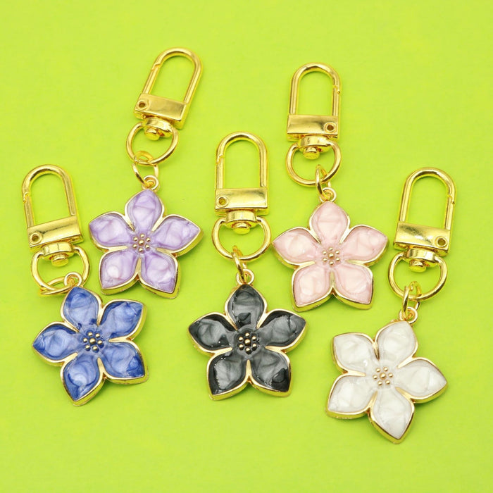 Metal Pearl Sakura Flower Keychain For Car Key Ring